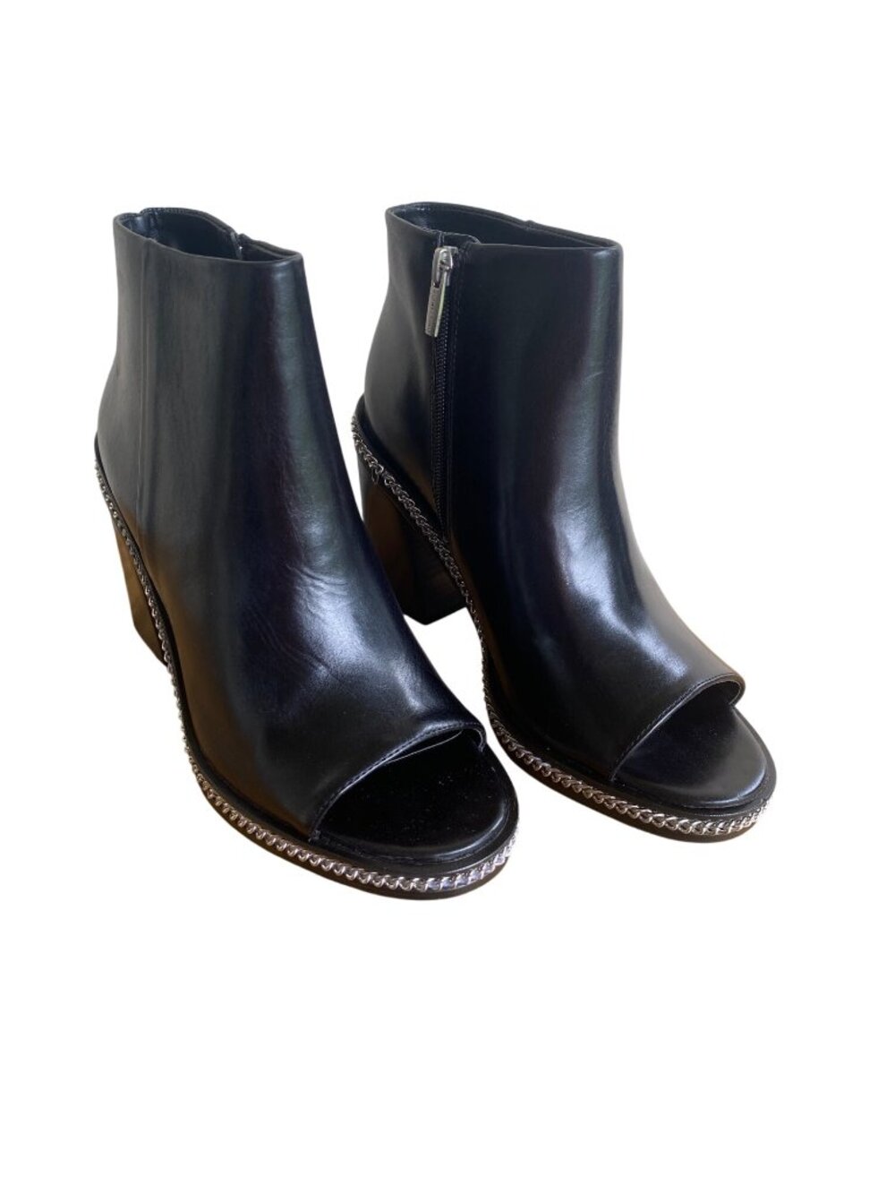 Vince Camuto VC-Bitnny Black Cow Paradise Leather‎ Open Toe Booties Size 9M New